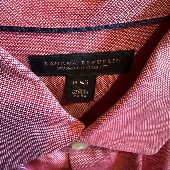 Red Banana Republic Button Down bar/dress shirt L 16 1/2 Slim Fit non-iron - Picture 2 of 2
